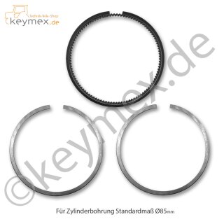 1 Kolbenringsatz passend für Iseki Motor E3CE STD 85 mm, alte Bauform-Profil rechteckig (Alternativteil)