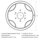 Felge 12x3.00/90/6/120/25+/w passend für Kubota Aste A15, A155