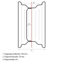 Felge 12x3.00/90/6/120/25+/w passend für Kubota Aste A15, A155