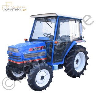 gebrauchter Iseki TA 267, FIN TL28F-07026, 2.320,1 Bh (abgelesen), Kabine, 3-Zylinder Dieselmotor mit 1.498 ccm Hubraum, 16-Gang-Wendeschaltung, hydraulische Lenkung, AS-Bereifung, Normdreipunkt Kat. 1, Normzapfwelle