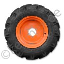 Komplettradsatz - Ackerstollenreifen - Felge orange - passend für Kubota B1410, B1610, B1620, B1820