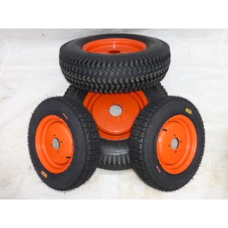Komplettradsatz - Rasenreifen - Felge orange passend für Kubota B7000, B7001