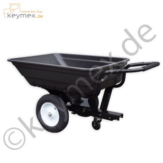 Rasentraktor-Anhänger mit Kunststoffmulde, kippbar, bis 200 kg NL, mit klappbarer Deichsel zum Anhängen oder Schieben, unmontiert